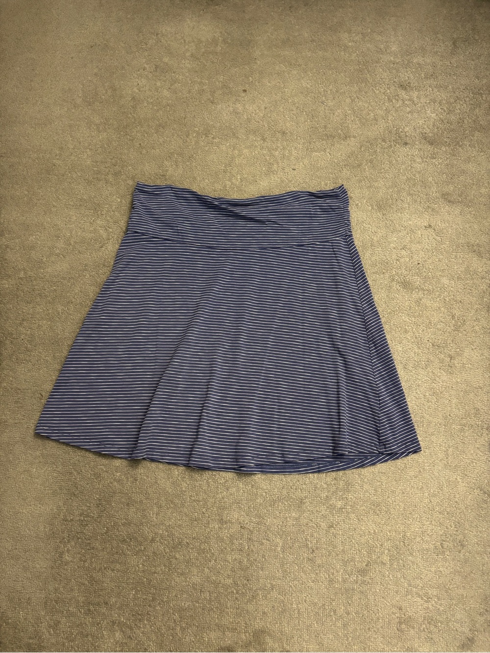 Toad & Co Chaka Skirt Organic Cotton Stretch Comfort Blue Stripe
